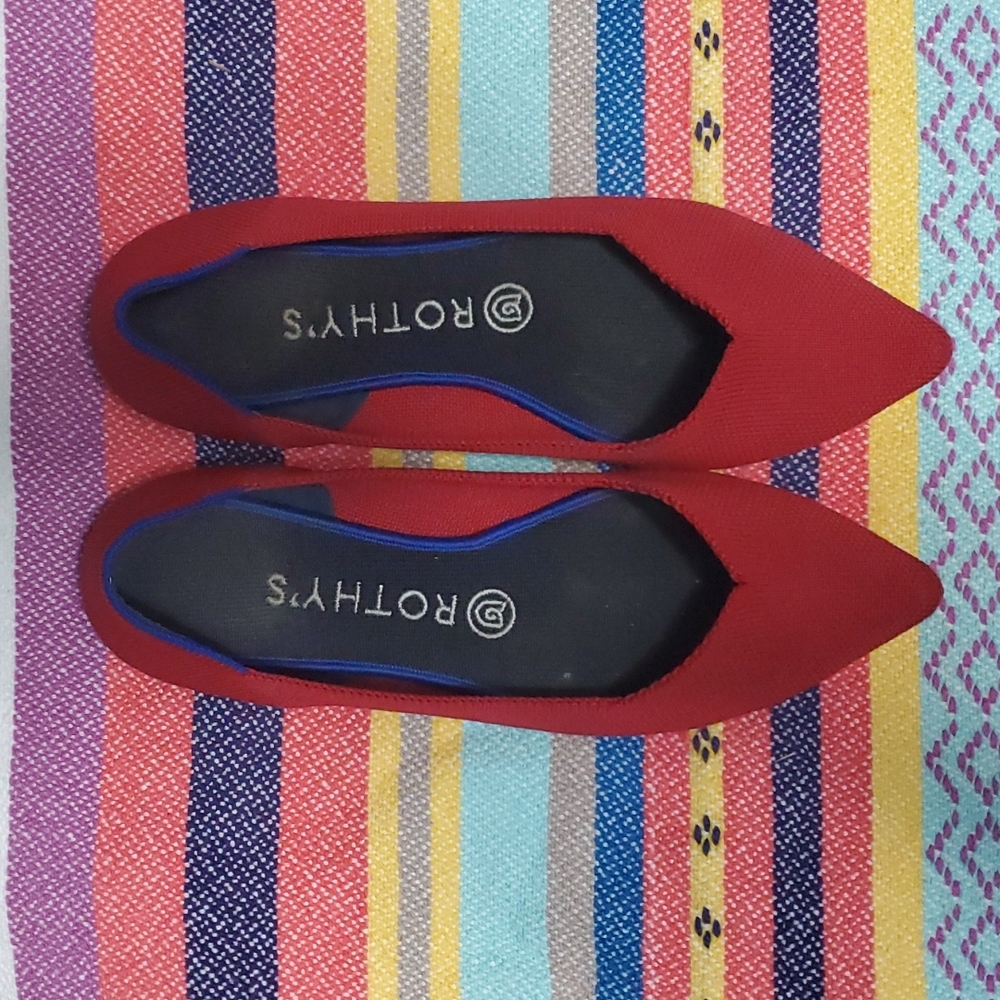 Rothy's red point toe flat